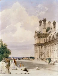 Uitzicht nabij de Pont Royal, met het Pavillon de Flore, Tuileries